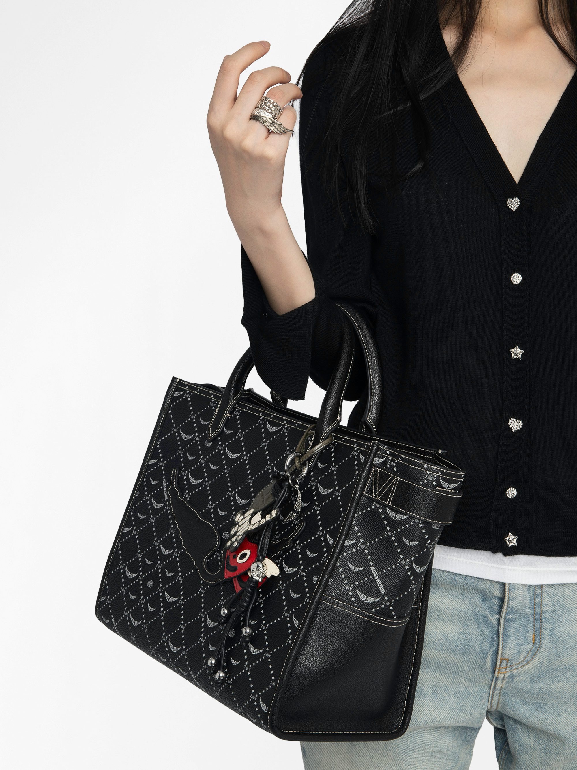 Angel Tote Monogram Bag - Canvas monogram tote bag with double handle, shoulder strap and wing signature.